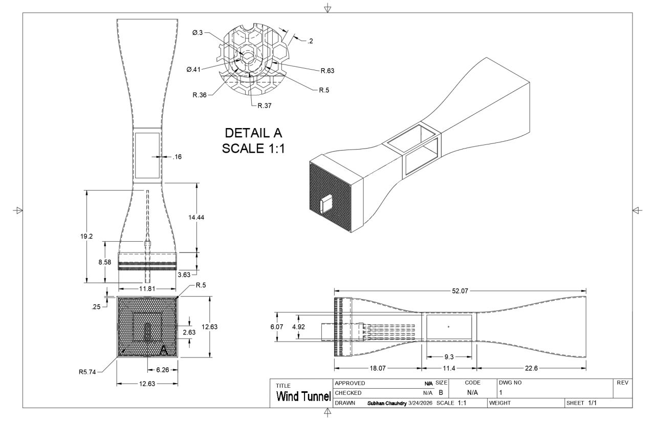 Dimensioned tunnel drawing and honeycomb detail